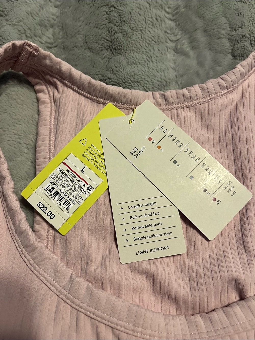 All in Motion Ribbed Pink Racerback Bralette - Picture 2 of 4